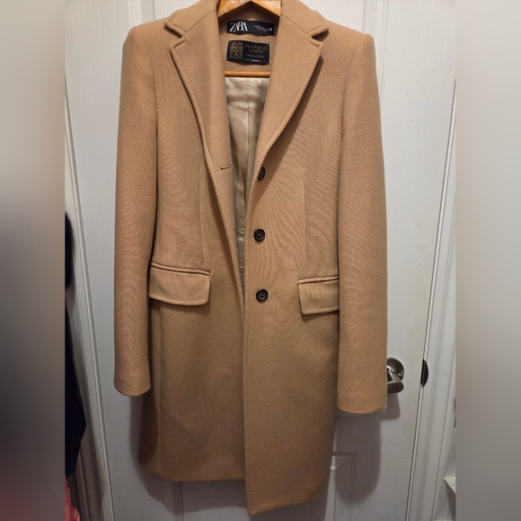 Zara Manteco Premium Wool Camel Coat XS – Like New - Picture 2 of 14